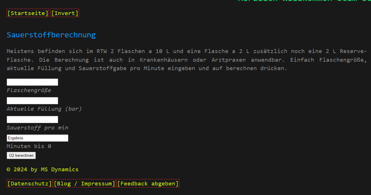 Sauerstoffberechnungs-App